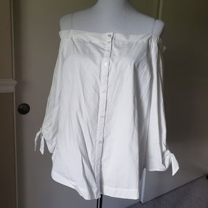 Lush Off The Shoulder Button Down Shirt